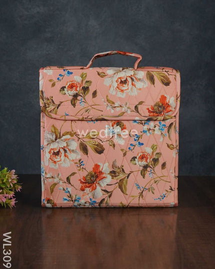 Floral Design Jewel Pouch With Handle (10X10) - Wl3096 Pink Organizers