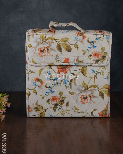Floral Design Jewel Pouch With Handle (10X10) - Wl3096 White Organizers