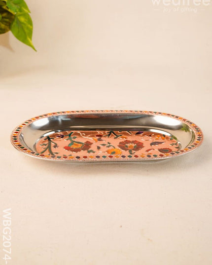 Floral Design - Oval Plate - Copper - 10 inch - WBG2074-2 - Trays & Plates RG
