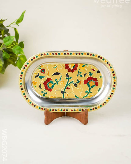 Floral Design - Oval Plate - Gold - 10 inch - WBG2074-1 - Trays & Plates RG