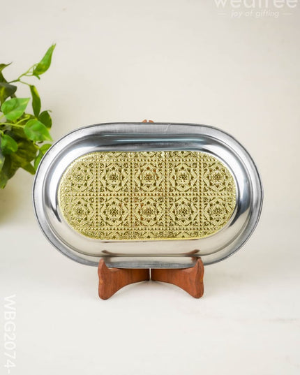 Floral Design - Oval Plate - Gold - 10 inch - WBG2074-1 - Trays & Plates RG
