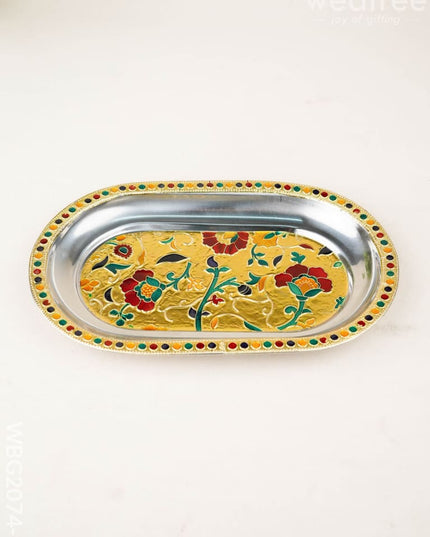 Floral Design - Oval Plate - Gold - 10 inch - WBG2074-1 - Trays & Plates RG