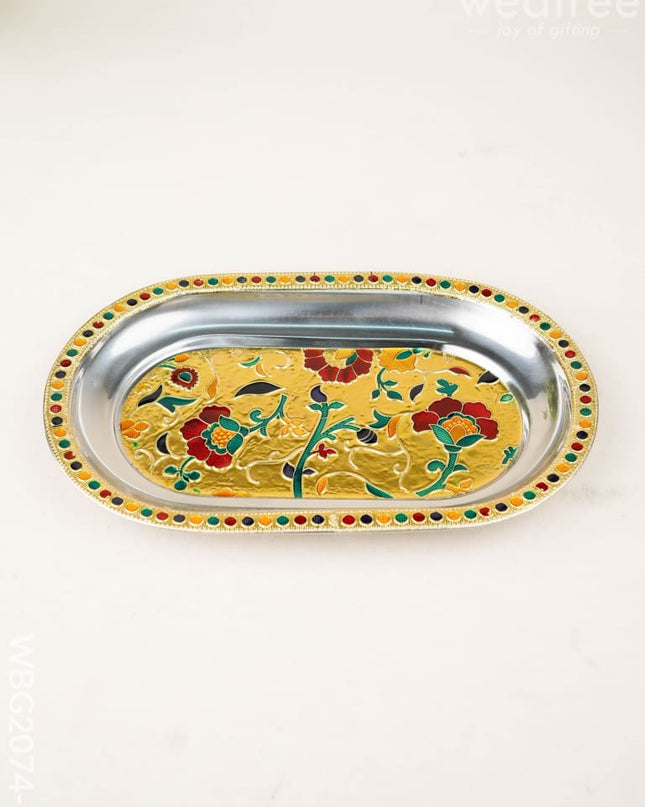 Floral Design - Oval Plate - Gold - 10 inch - WBG2074-1 - Trays & Plates RG