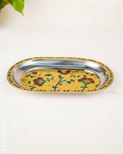 Floral Design - Oval Plate - Gold - 10 inch - WBG2074-1 - Trays & Plates RG