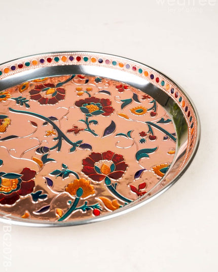 Floral Design - Plate - Copper - 9 inch - WBG2078-2 - Trays & Plates RG
