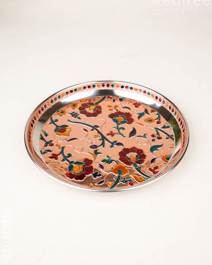 Floral Design - Plate - Copper - 9 inch - WBG2078-2 - Trays & Plates RG