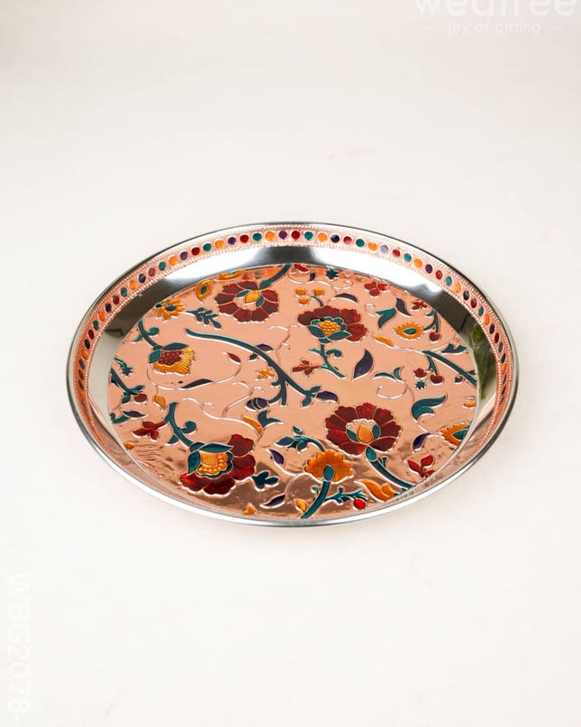 Floral Design - Plate - Copper - 9 inch - WBG2078-2 - Trays & Plates RG