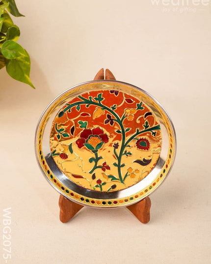 Floral Design - Plate - Gold - 7 inch - WBG2075-1 - Trays & Plates RG