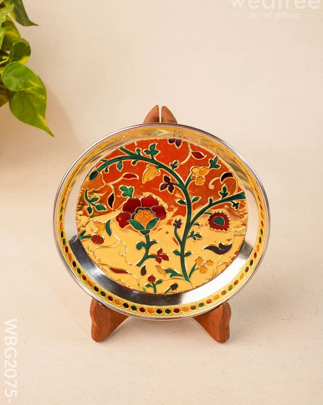 Floral Design - Plate - Gold - 7 inch - WBG2075-1 - Trays & Plates RG