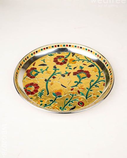 Floral Design - Plate - Gold - 9 inch - WBG2078-1 - Trays & Plates RG