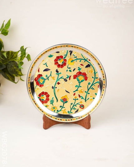 Floral Design - Plate - Gold - 9 inch - WBG2078-1 - Trays & Plates RG