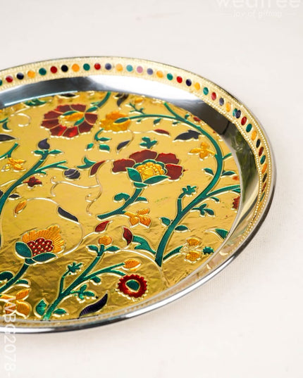 Floral Design - Plate - Gold - 9 inch - WBG2078-1 - Trays & Plates RG