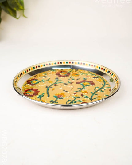 Floral Design - Plate - Gold - 9 inch - WBG2078-1 - Trays & Plates RG