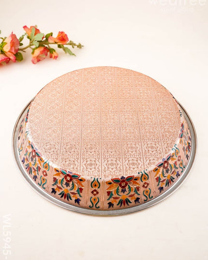 Floral Design Thambaalam Plate - 16 inch - Copper - WL5945-2 - Brass Utility