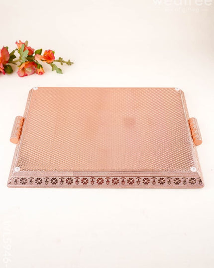 Floral Design Tray - Copper - 16x12 inch - WL5946-2 - Meenakari Trays & Plates