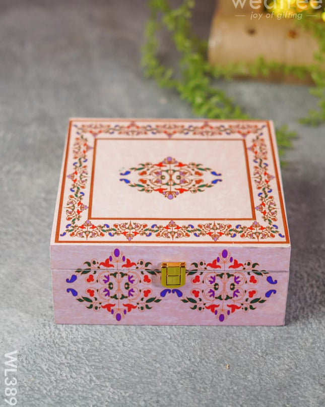 Floral Dry Fruit Box With 4 Partitions - Wl3895
