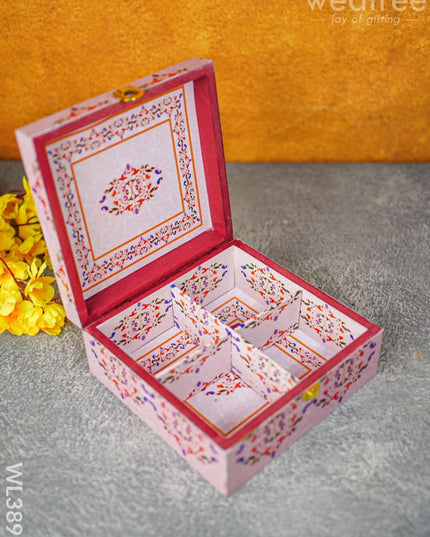Floral Dry Fruit Box With 4 Partitions - Wl3895