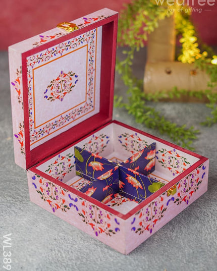 Floral Dry Fruit Box With 4 Partitions - Wl3895