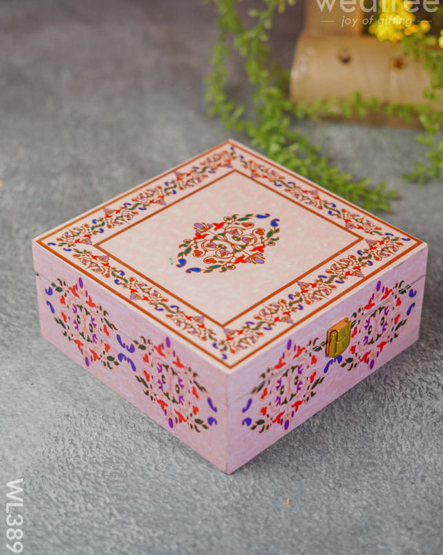 Floral Dry Fruit Box With 4 Partitions - Wl3895