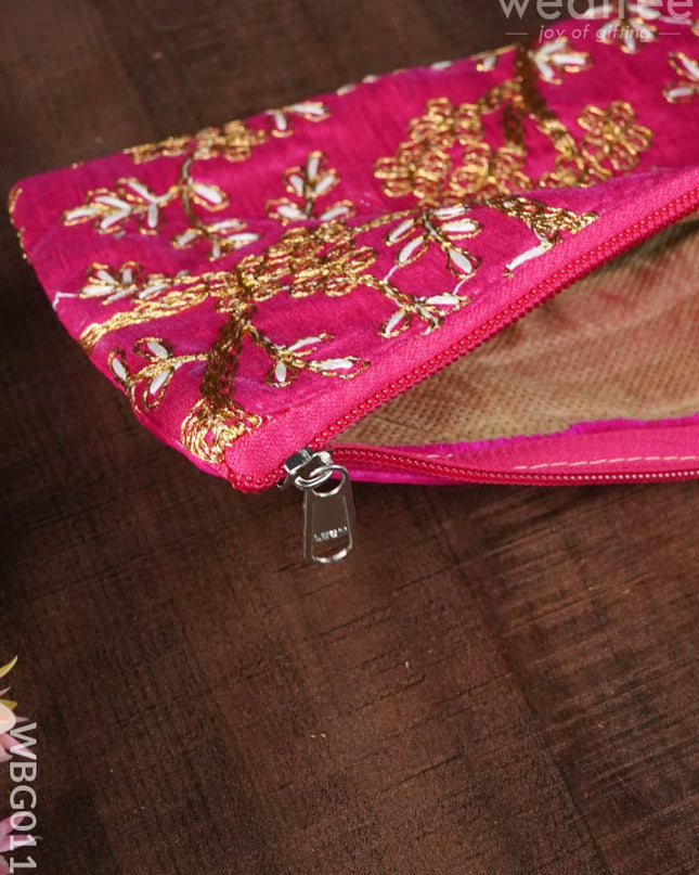 Floral Embroidery Purse With Zipper - Wbg0111 Clutches & Purses