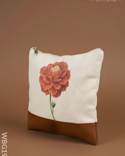 Floral Jute Pouch - 9X8 inch - WBG1990 - Clutches & Purses