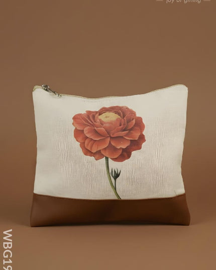 Floral Jute Pouch - 9X8 inch - WBG1990 - Clutches & Purses