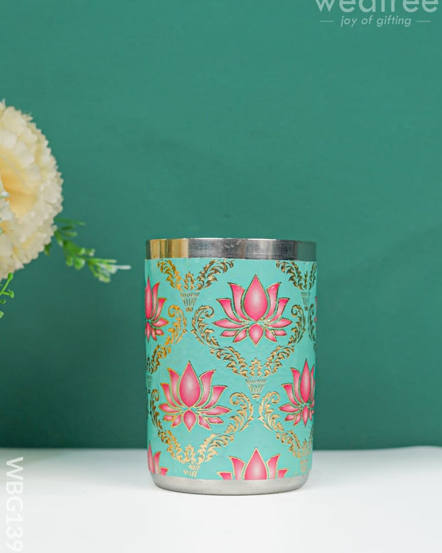 Floral Digital Printed Meenakari Glass - Wbg1398 Utensils Rg