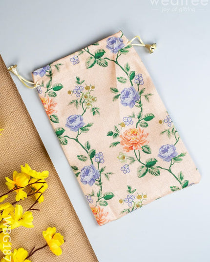 Floral Print String Bag - 11x7 Inch - WBG1873 - String Bags