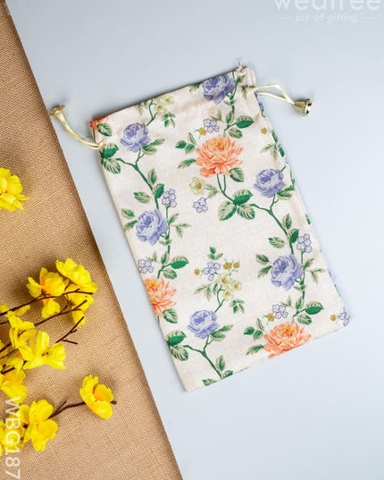 Floral Print String Bag - 11x7 Inch - WBG1873 - String Bags