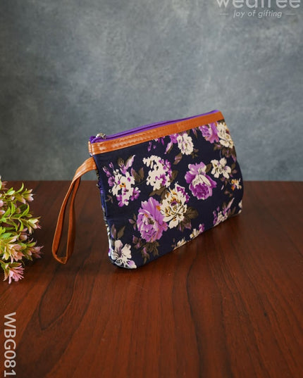 Floral Purse With Faux Leather - Wbg0811 Clutches & Purses