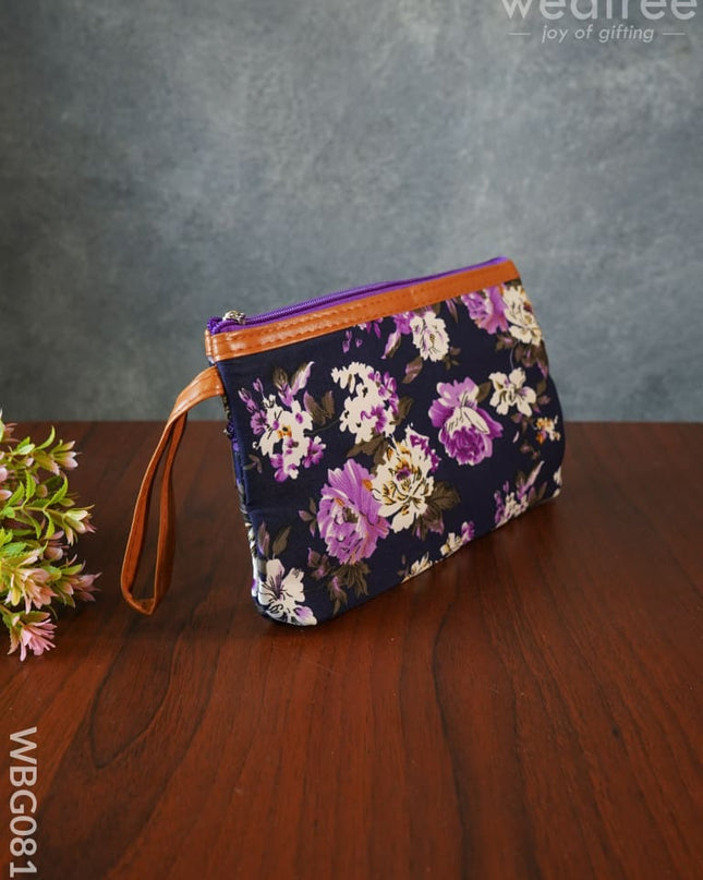 Floral Purse With Faux Leather - Wbg0811 Clutches & Purses