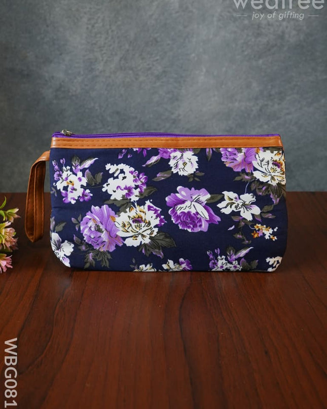 Floral Purse With Faux Leather - Wbg0811 Clutches & Purses