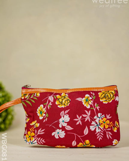 Floral Purse With Faux Leather - Wbg0811 Clutches & Purses