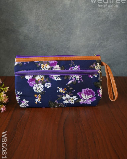 Floral Purse With Faux Leather - Wbg0811 Clutches & Purses