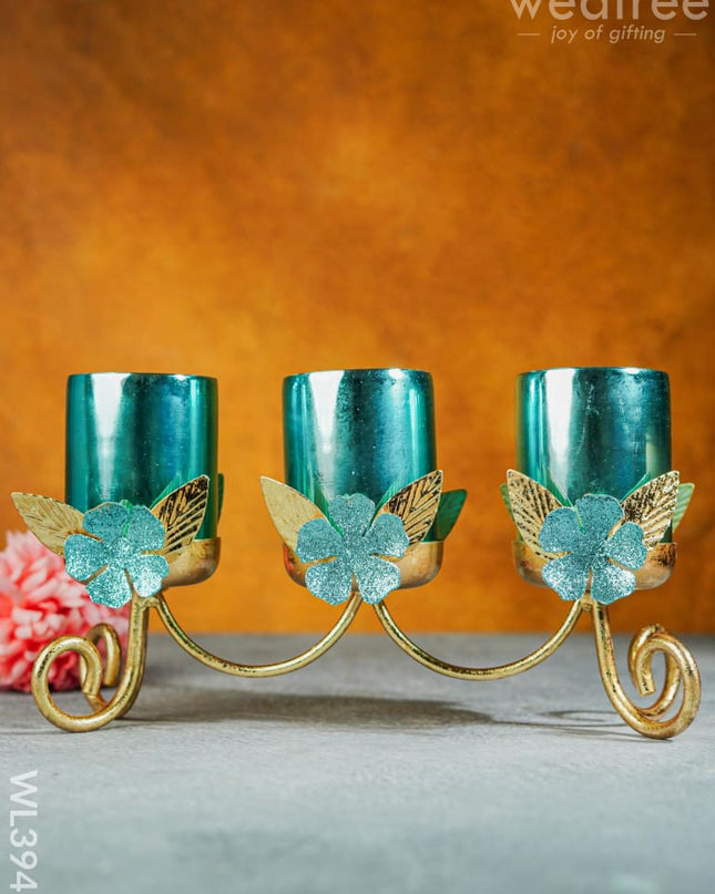 Floral Stand With 3 Glass Candle Holders - Wl3945 Candles & Votives