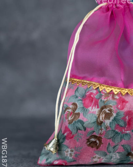 Floral String Bag - 11x7 Inch - WBG1877 - String Bags