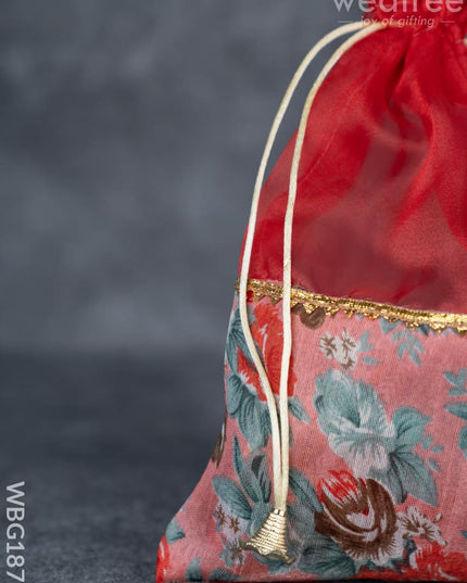 Floral String Bag - 11x7 Inch - WBG1877 - String Bags