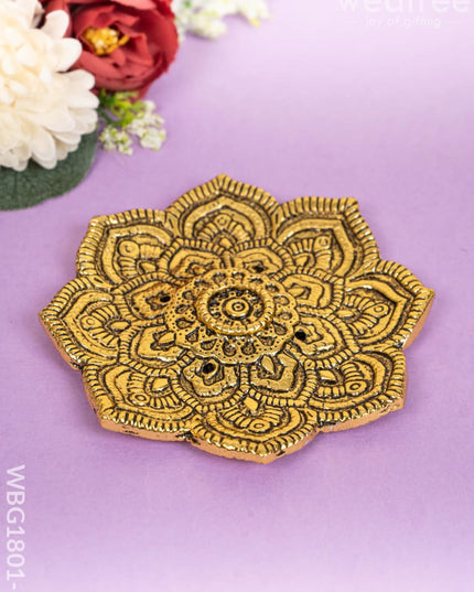 Flower Agarbathi Stand - Gold - WBG1801-1 - White Metal Pooja Utility RG