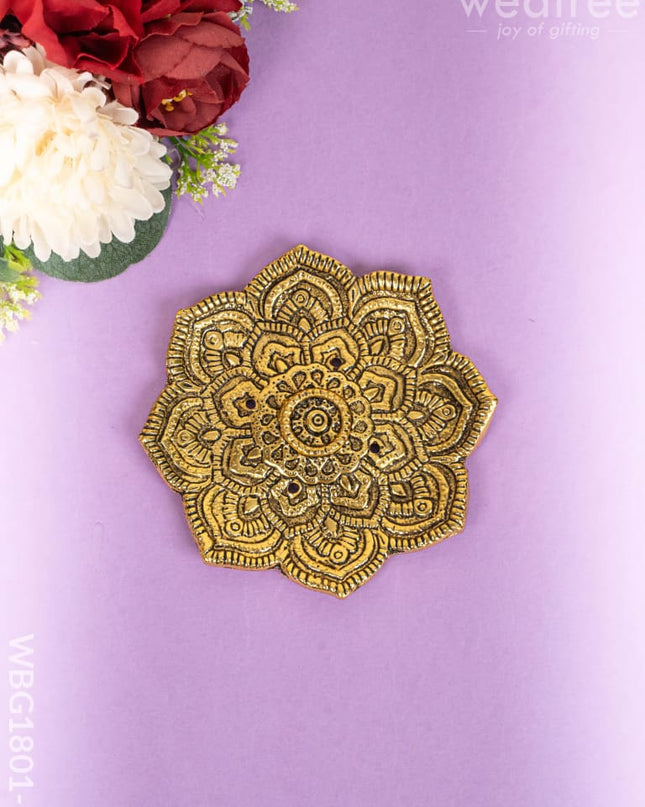Flower Agarbathi Stand - Gold - WBG1801-1 - White Metal Pooja Utility RG