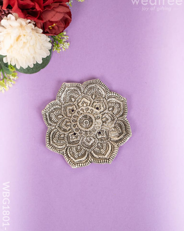 Flower Agarbathi Stand - Silver - WBG1801-2 - White Metal Pooja Utility RG