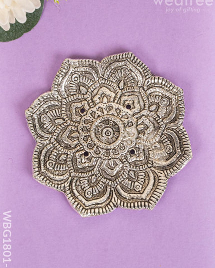 Flower Agarbathi Stand - Silver - WBG1801-2 - White Metal Pooja Utility RG