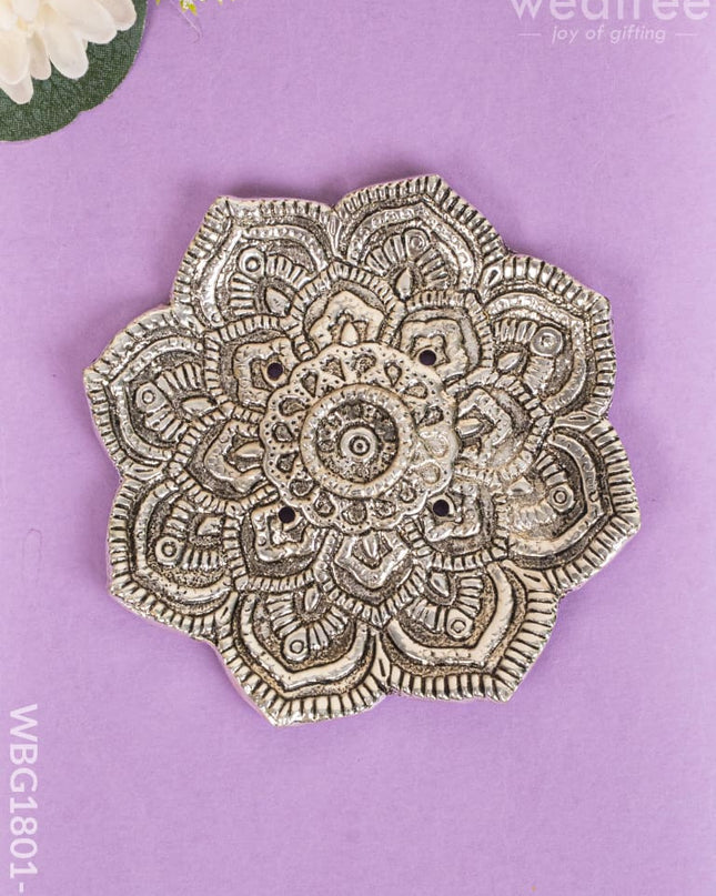 Flower Agarbathi Stand - Silver - WBG1801-2 - White Metal Pooja Utility RG