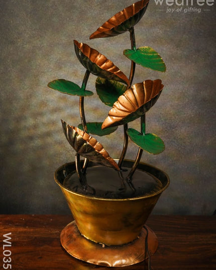 Flower Pot Fountain In Copper Finish - Wl0359 Metal Decor Showpiece