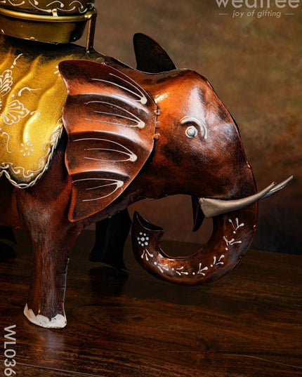 Flower Pot T-Light Holder On Elephant - Wl0360 Candles And Votives