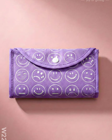 Foldable nonwoven shopping bag with smiley prints - W2234 - Non-Woven Bags