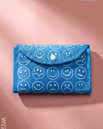 Foldable nonwoven shopping bag with smiley prints - W2234 - Non-Woven Bags