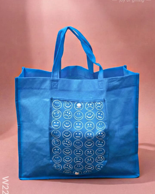 Foldable nonwoven shopping bag with smiley prints - W2234 - Non-Woven Bags