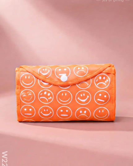 Foldable nonwoven shopping bag with smiley prints - W2234 - Non-Woven Bags