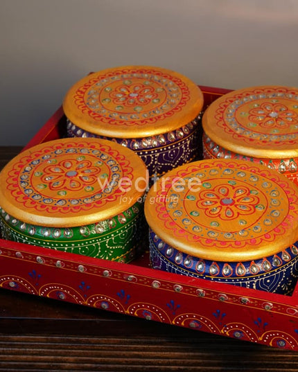 Four Bowl Tray - Wl0301 Wooden Utility