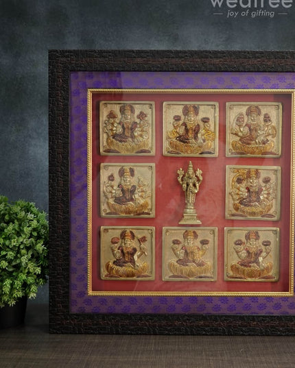Frame:  Brass Ashtalakshmi And Tirupathi Balaji Idol (14.2 X 14.5 Inches) - Wl1243 Frames